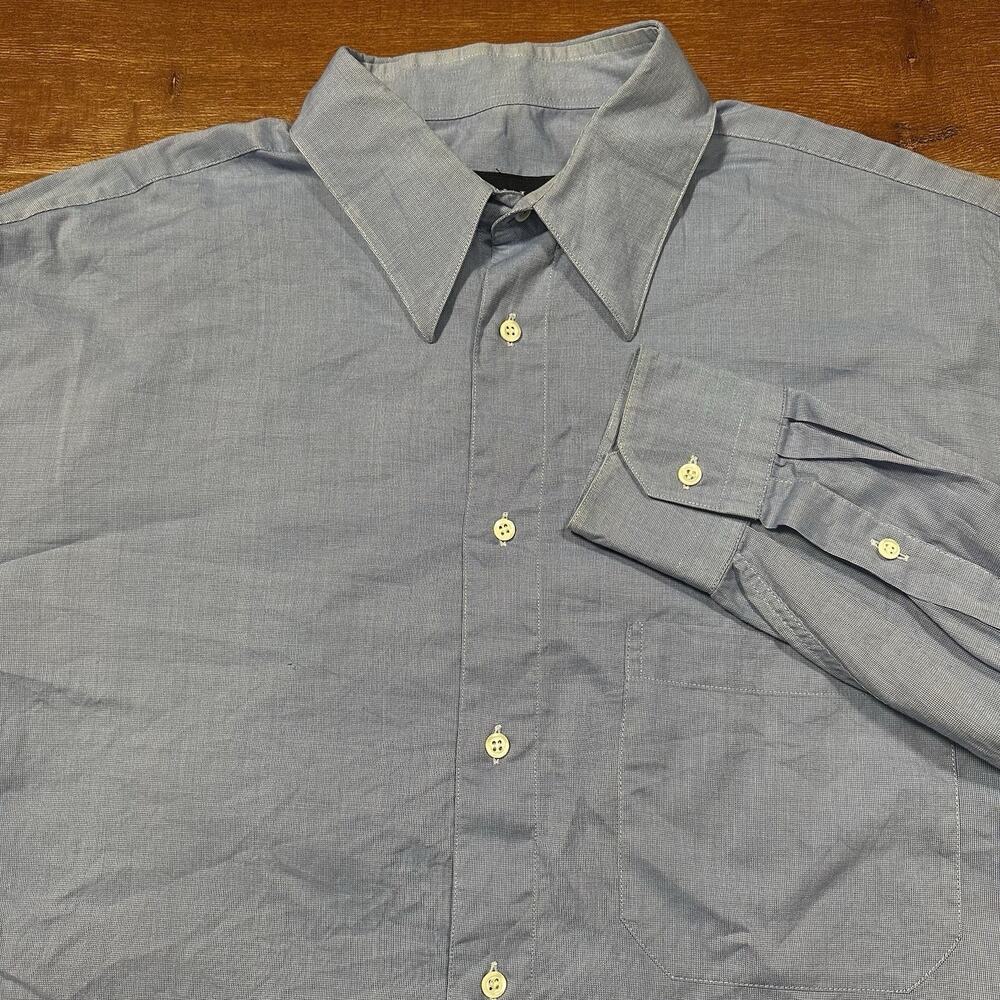 Canali Button Up Dress Shirt Mens XL 16 1/2 Blue Made In Italy Luxury Career
